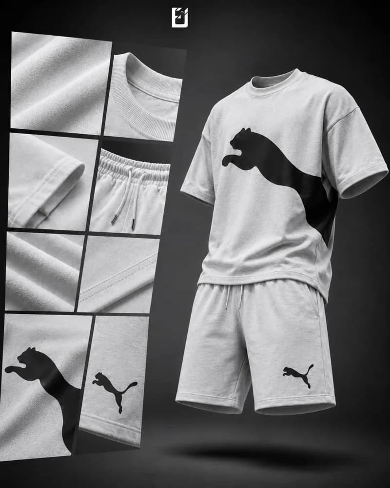 Conjunto camiseta y pantaloneta Puma - Gris, vista 2