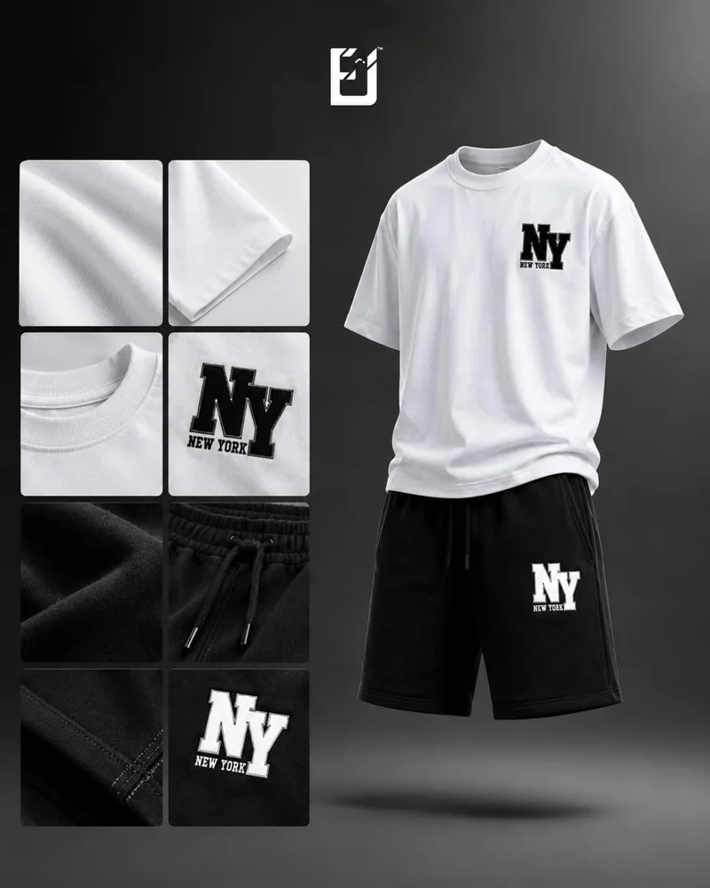 Conjunto camiseta y pantaloneta NY New York - Blanco / Negro, vista 2