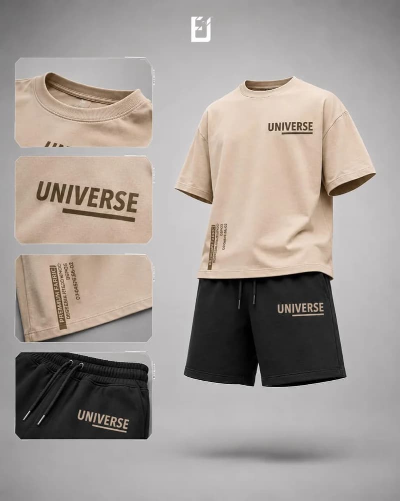 Conjunto camiseta y pantaloneta Universe - Beige / Negro, vista 2