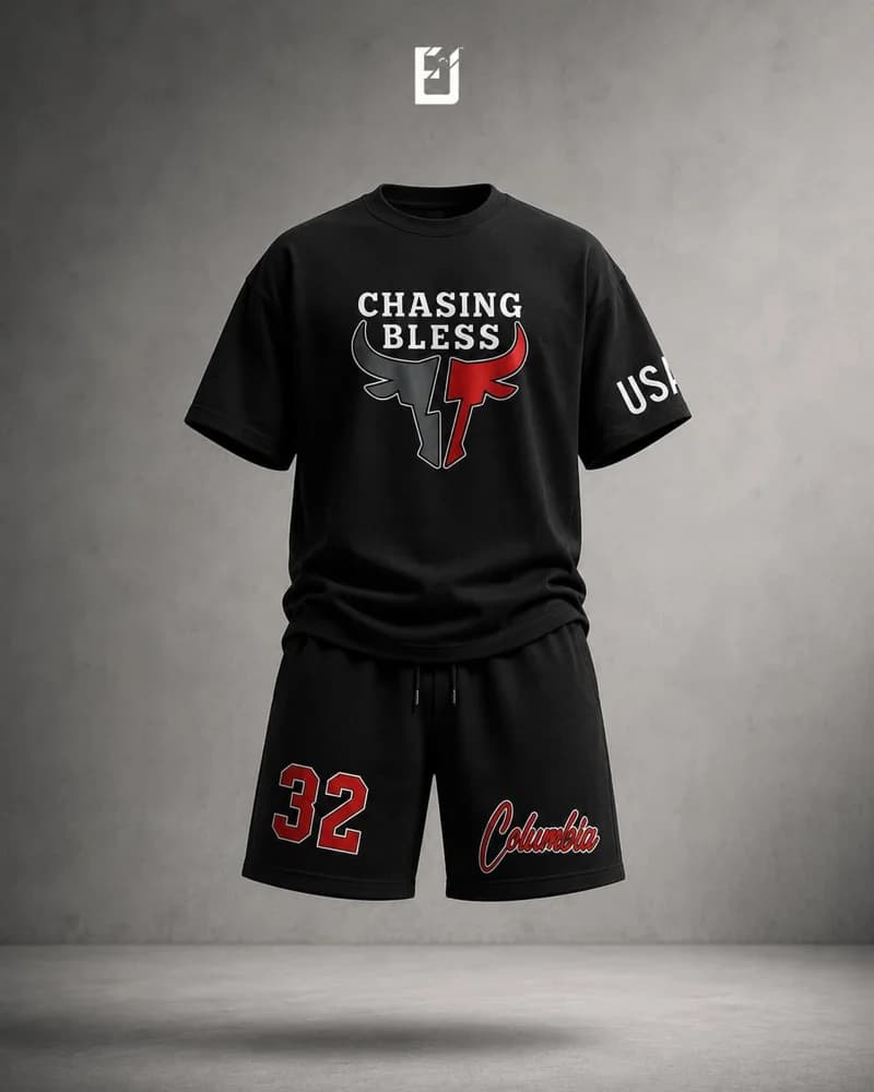 Conjunto camiseta y pantaloneta Chasing Bless - Negro