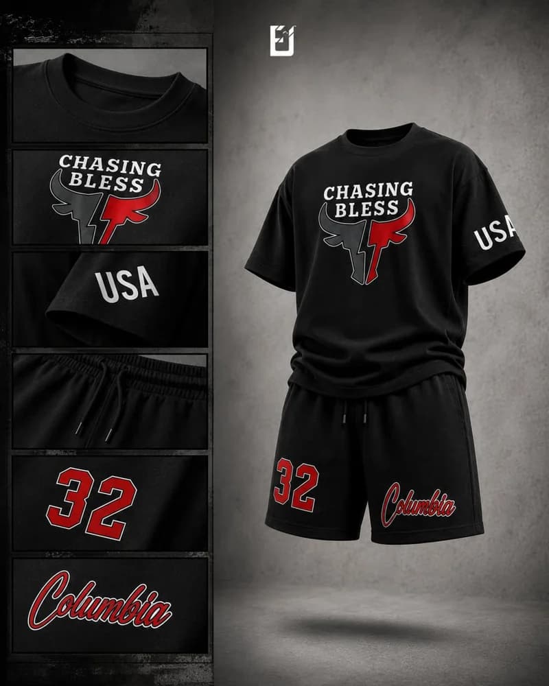 Conjunto camiseta y pantaloneta Chasing Bless - Negro, vista 2