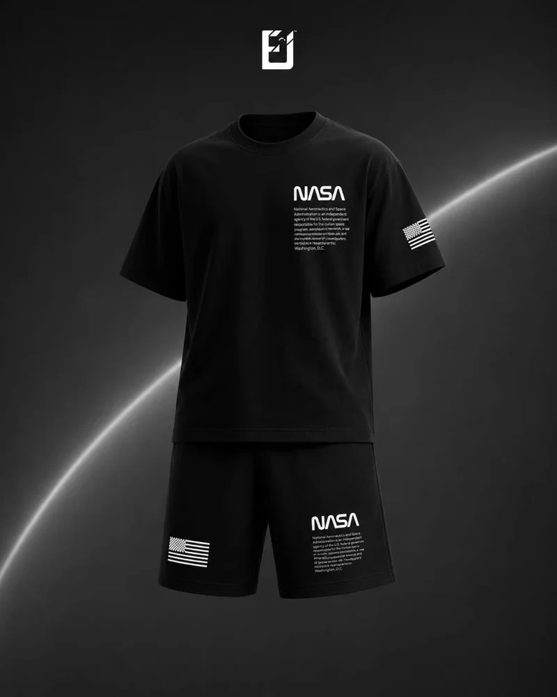 Conjunto camiseta y pantaloneta NASA - Negro