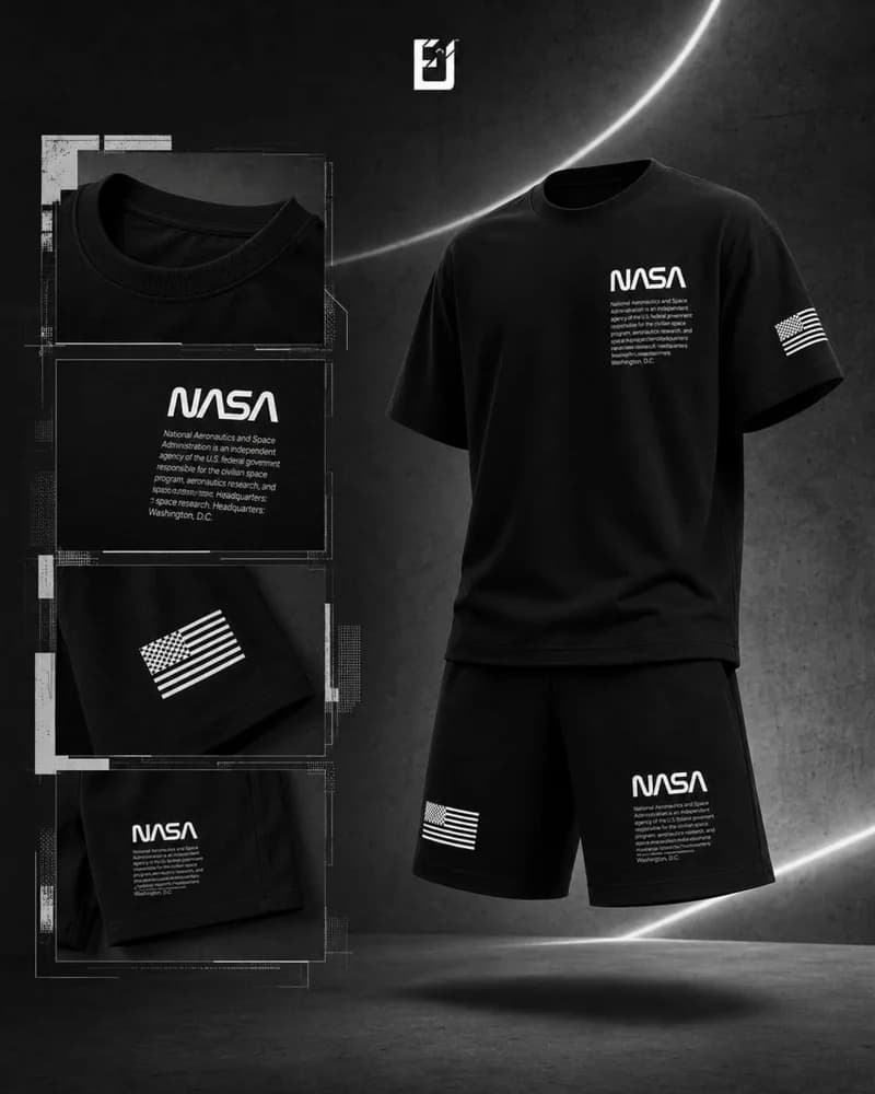 Conjunto camiseta y pantaloneta NASA - Negro, vista 2