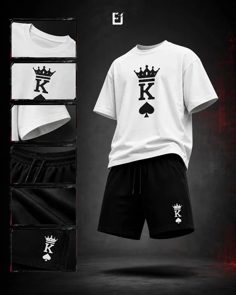 Conjunto camiseta y pantaloneta Letra K - Blanco / Negro, vista 2