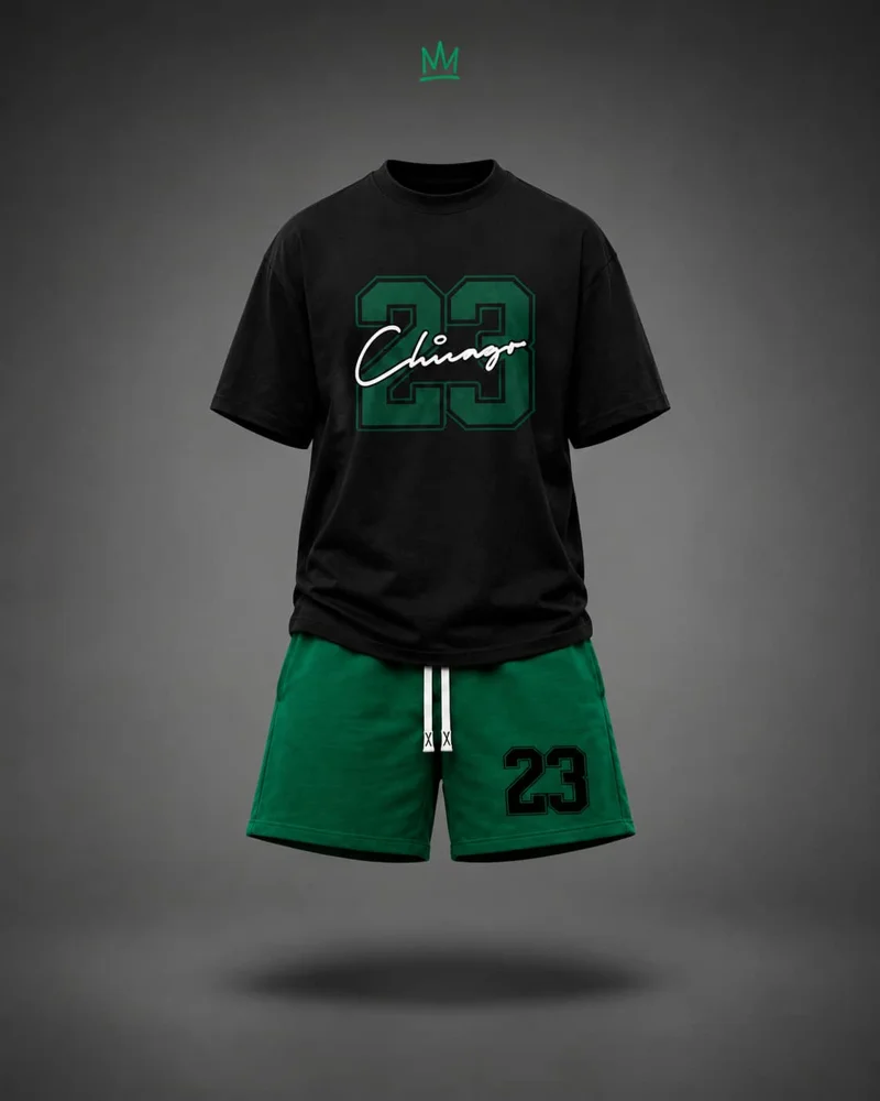Conjunto camiseta y pantaloneta Chicago 23 - Negro / Verde
