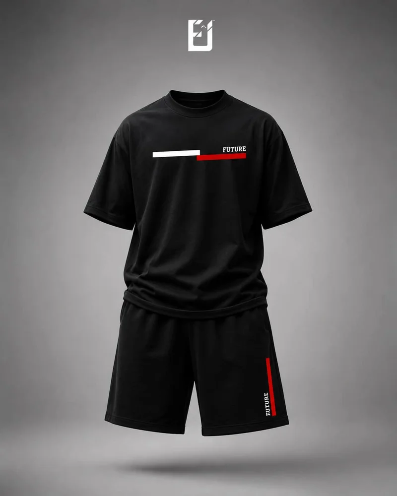 Conjunto camiseta y pantaloneta Future Horizontal - Negro