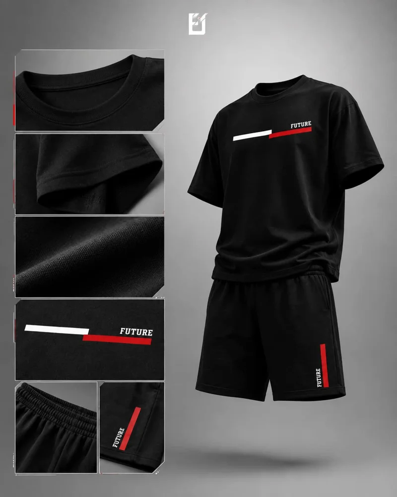 Conjunto camiseta y pantaloneta Future Horizontal - Negro, vista 2