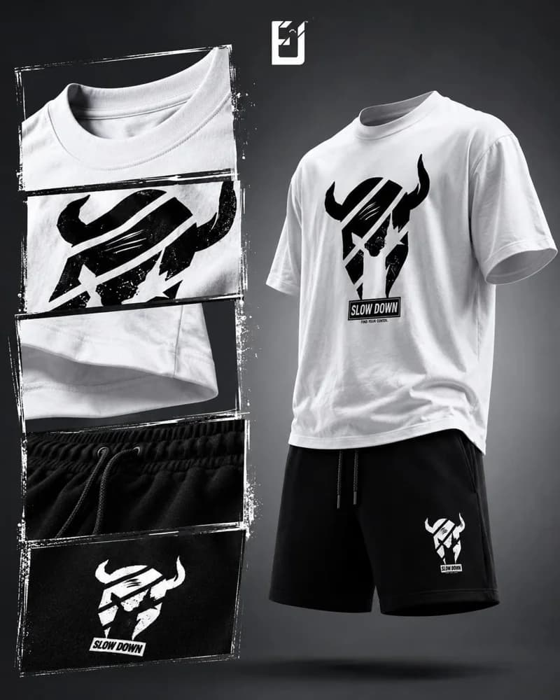 Conjunto camiseta y pantaloneta Gladiator - Blanco / Negro, vista 2