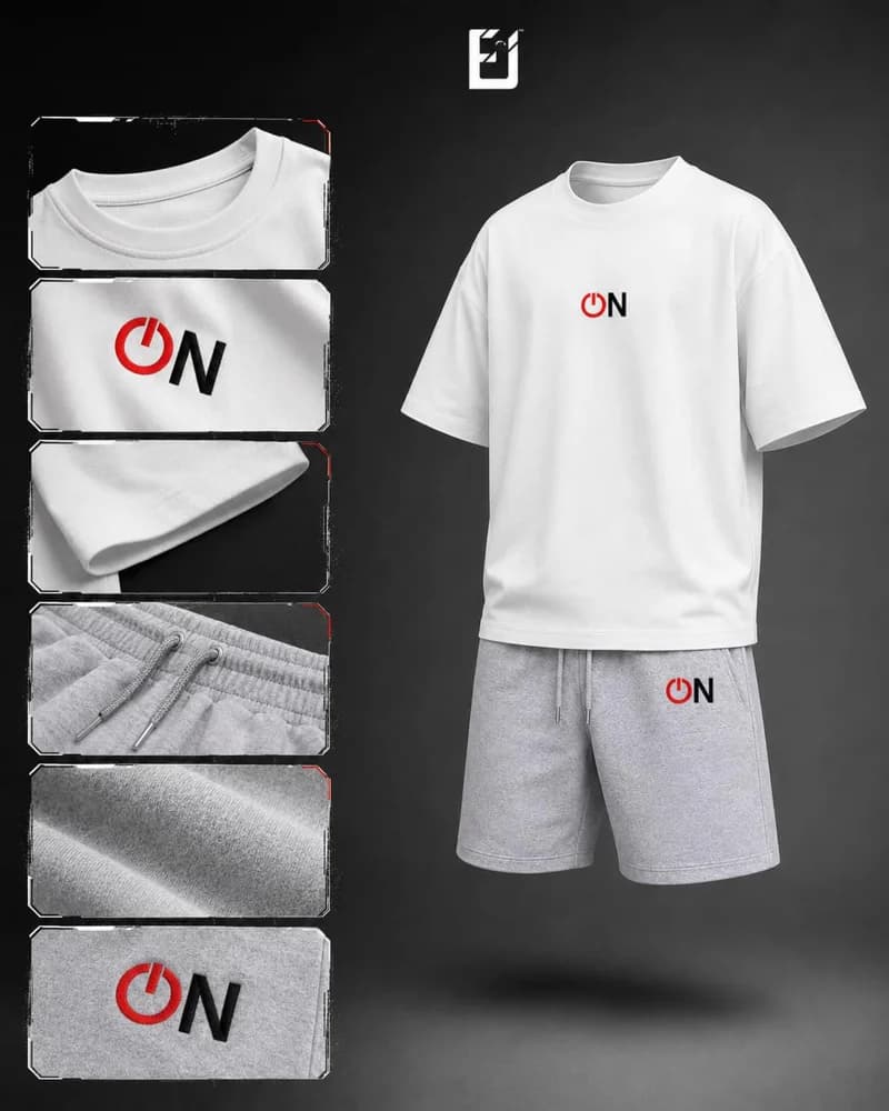 Conjunto camiseta y pantaloneta ON - Blanco / Gris, vista 2