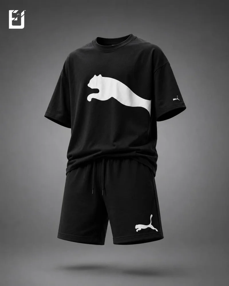 Conjunto camiseta y pantaloneta Puma - Negro