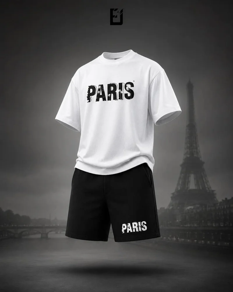 Conjunto camiseta y pantaloneta Paris - Blanco / Negro