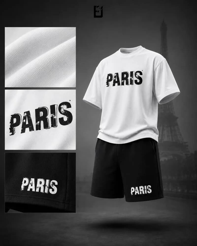 Conjunto camiseta y pantaloneta Paris - Blanco / Negro, vista 2