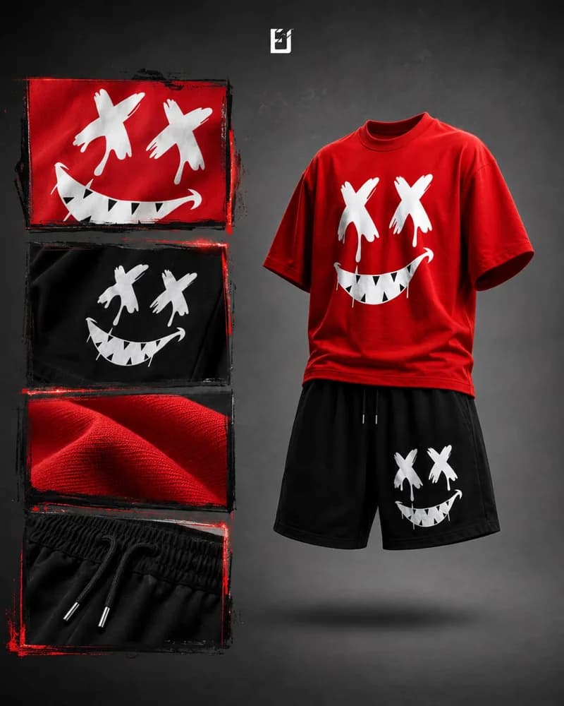 Conjunto camiseta y pantaloneta Carita 2 - Rojo / Negro, vista 2