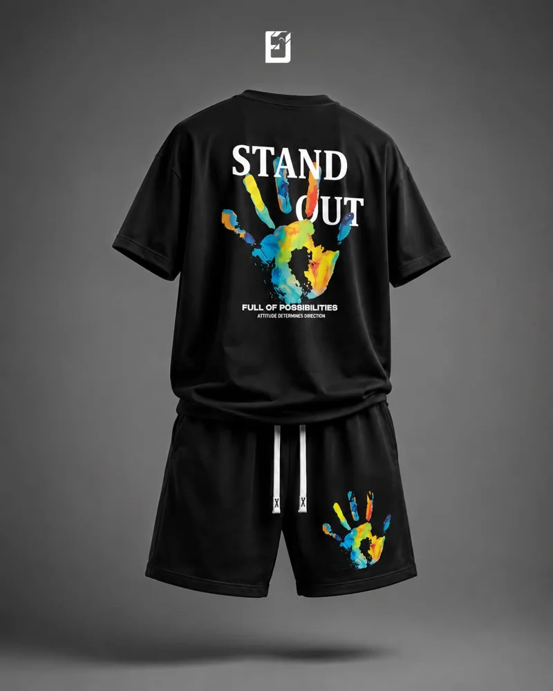 Conjunto camiseta y pantaloneta Stand Out - Negro