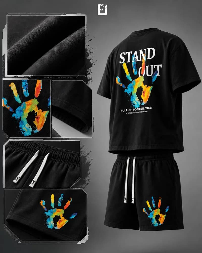 Conjunto camiseta y pantaloneta Stand Out - Negro, vista 2