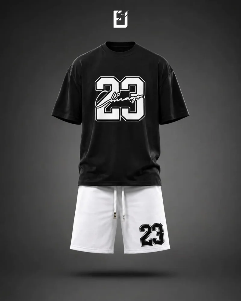 Conjunto camiseta y pantaloneta Chicago 23 - Negro / Blanco