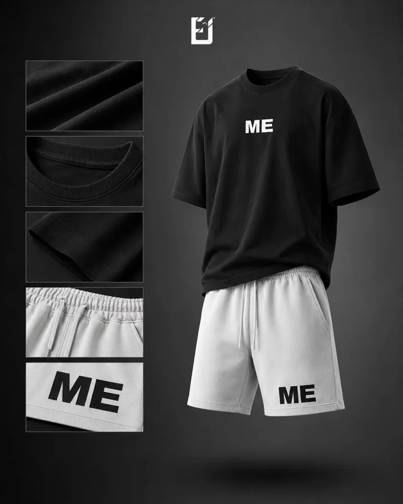 Conjunto camiseta y pantaloneta ME - Negro / Blanco, vista 2