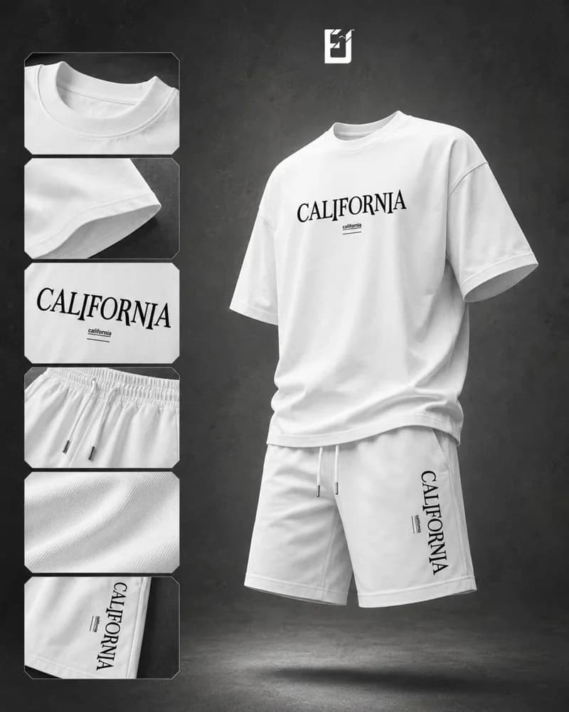 Conjunto camiseta y pantaloneta California - Blanco, vista 2
