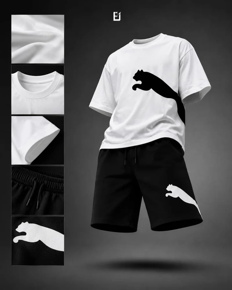 Conjunto camiseta y pantaloneta Puma - Blanco / Negro, vista 2
