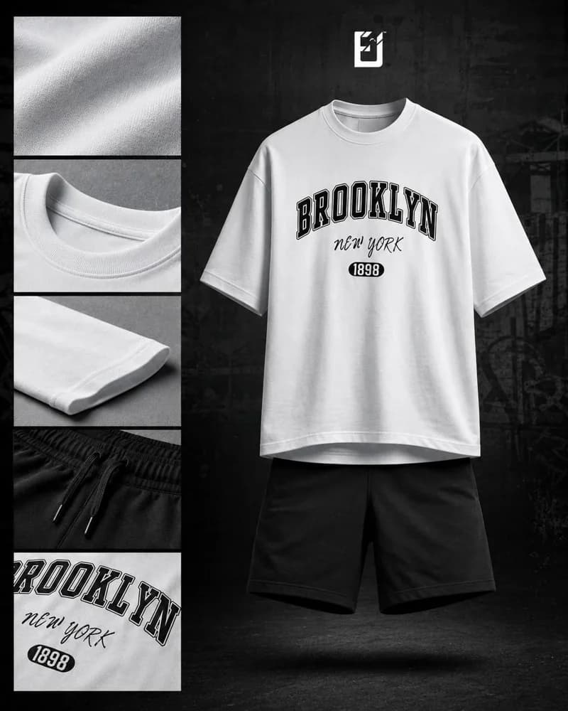 Conjunto camiseta y pantaloneta Brooklyn New York 1898 - Blanco / Negro, vista 2