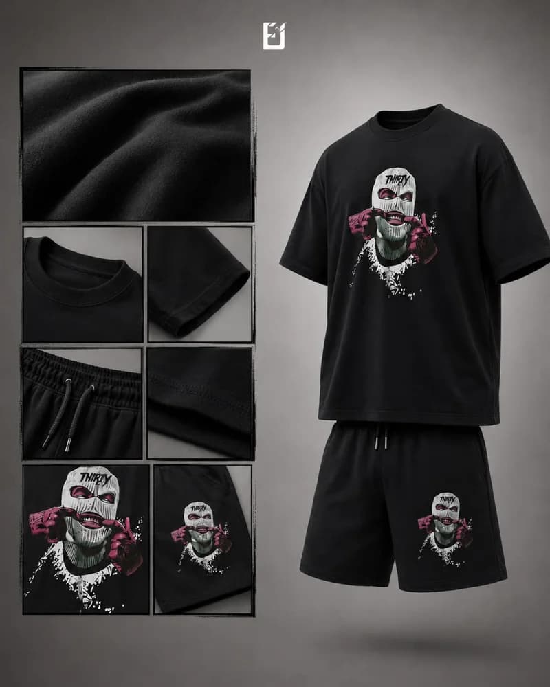 Conjunto camiseta y pantaloneta Thirty - Negro, vista 2