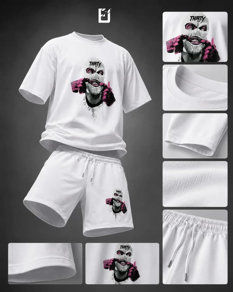 Conjunto camiseta y pantaloneta Thirty - Blanco, vista 2