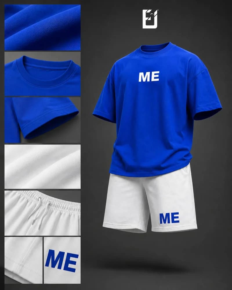Conjunto camiseta y pantaloneta ME - Azul / Blanco, vista 2