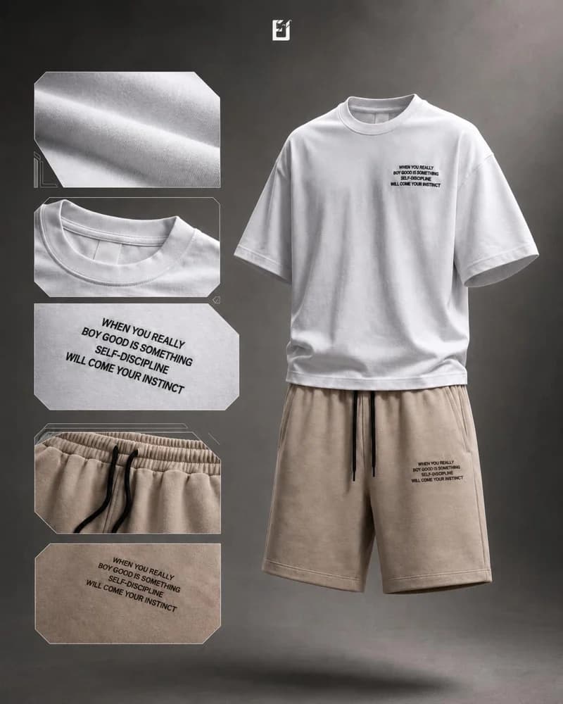 Conjunto camiseta y pantaloneta When You Really - Blanco / Beige, vista 2