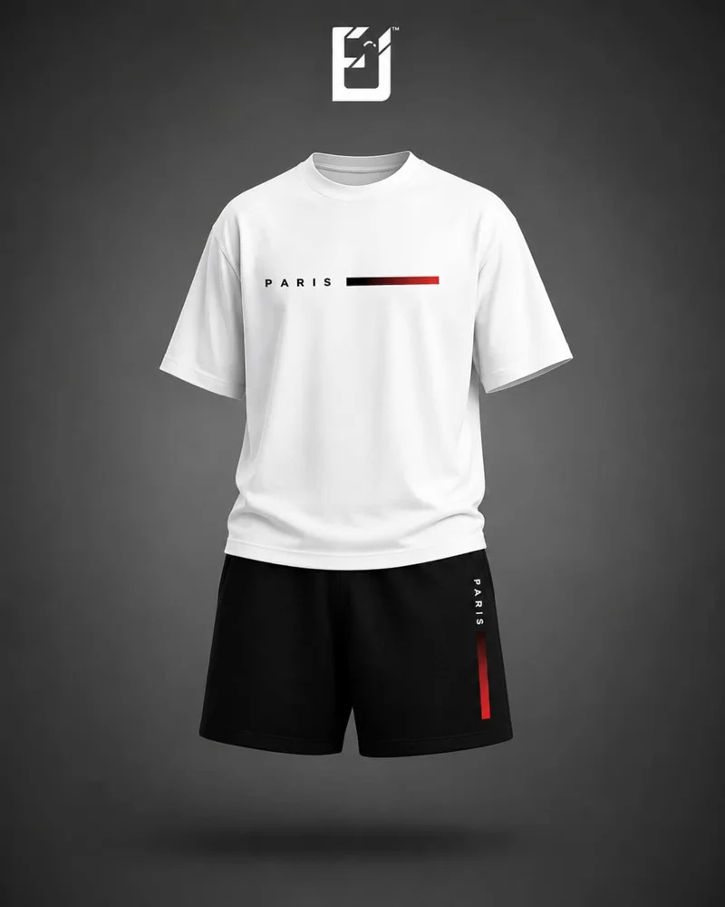 Conjunto camiseta y pantaloneta Paris - Blanco / Negro