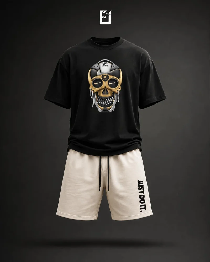Conjunto camiseta y pantaloneta Just Do It - Negro / Beige, vista 1