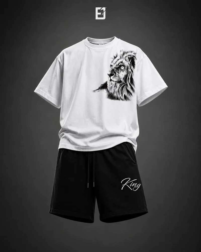 Conjunto camiseta y pantaloneta León - Blanco / Negro, vista 1