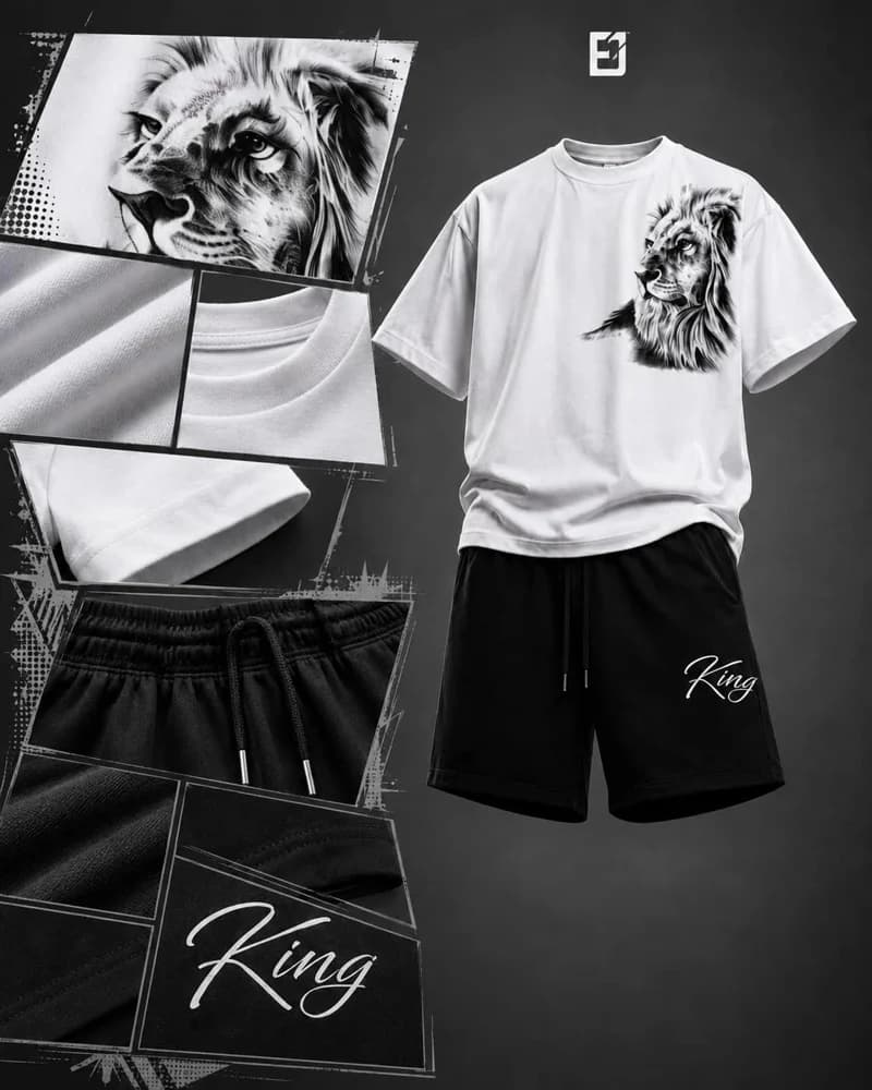 Conjunto camiseta y pantaloneta León - Blanco / Negro, vista 2