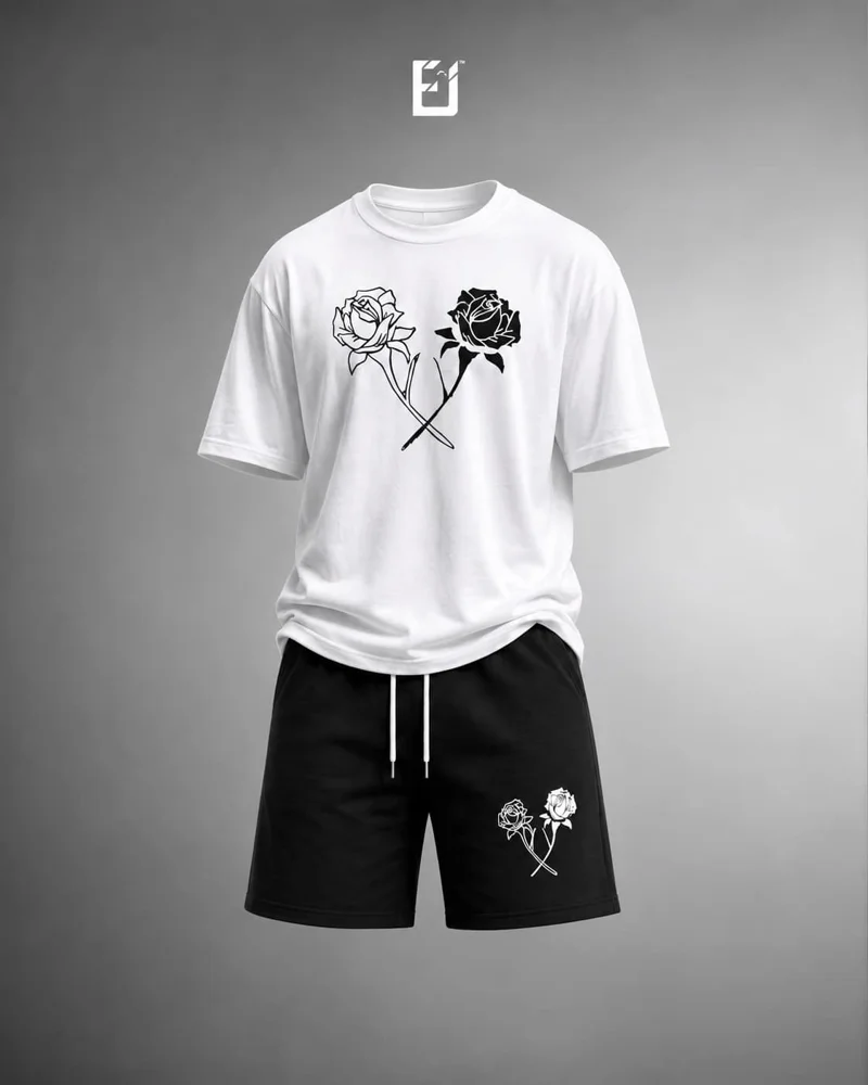 Conjunto camiseta y pantaloneta White Black - Blanco / Negro, vista 1