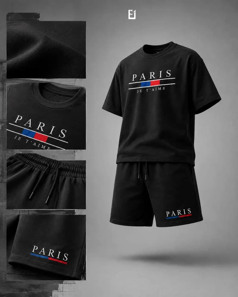 Conjunto camiseta y pantaloneta Paris - Negro, vista 2