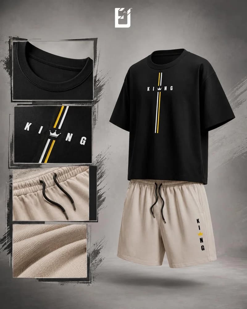 Conjunto camiseta y pantaloneta Paris Vertical - Negro / Beige, vista 2