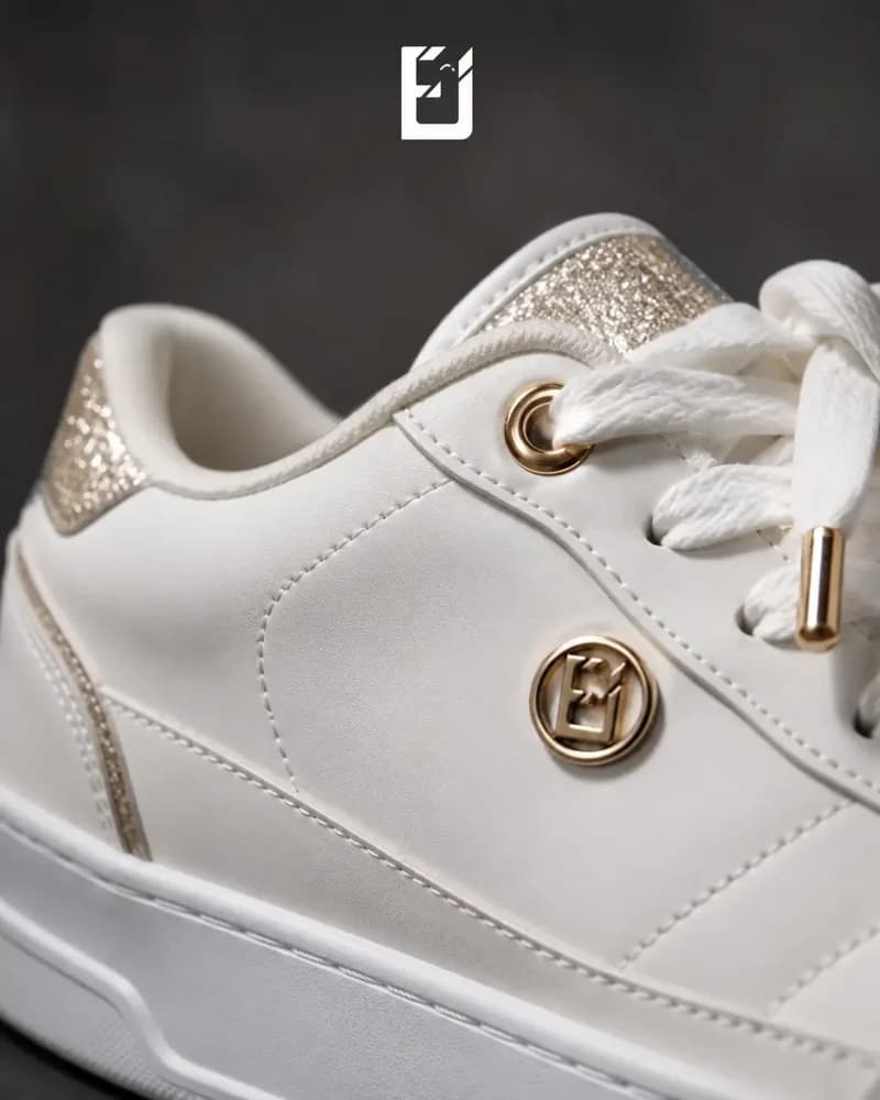 Price Shoes - Blanco/Dorado, vista 2